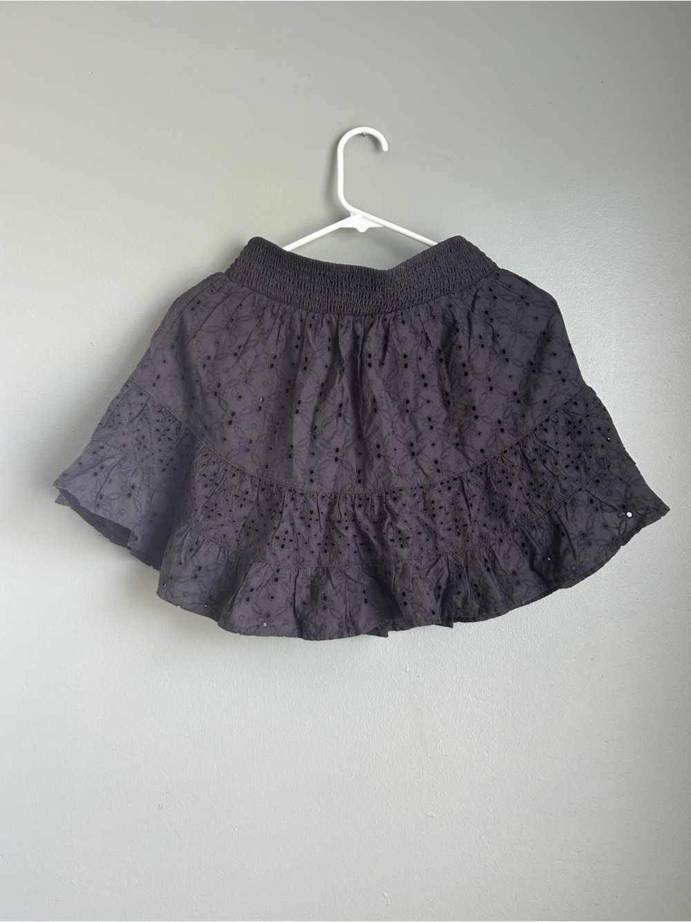 American Eagle Outfitters Black Eyelet Tiered Skater Skirt
